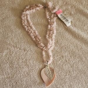 925 Rose Quartz Leaf Pendant Necklace